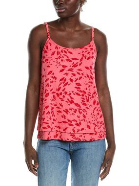 Cabi Balcony Cami tank top shirt knit pink red splatter lips skin blouse new L
